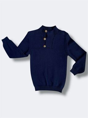 Appaman Boys Sweater Size 4T Navy Cotton Mock Neck Long Sleeve Ribbed Knit